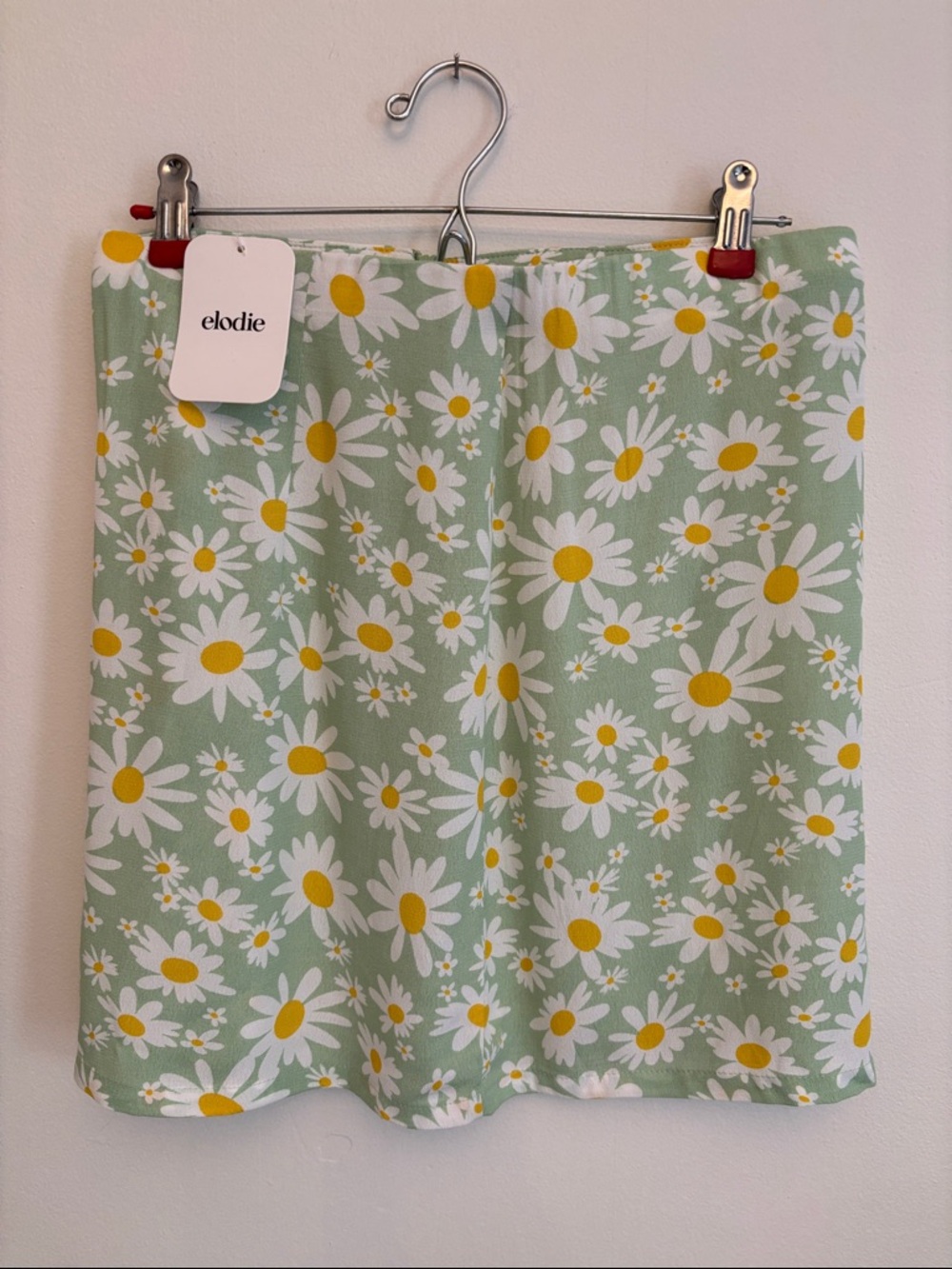 Elodie Daisy Print Mini Skirt Green White Size M NWT